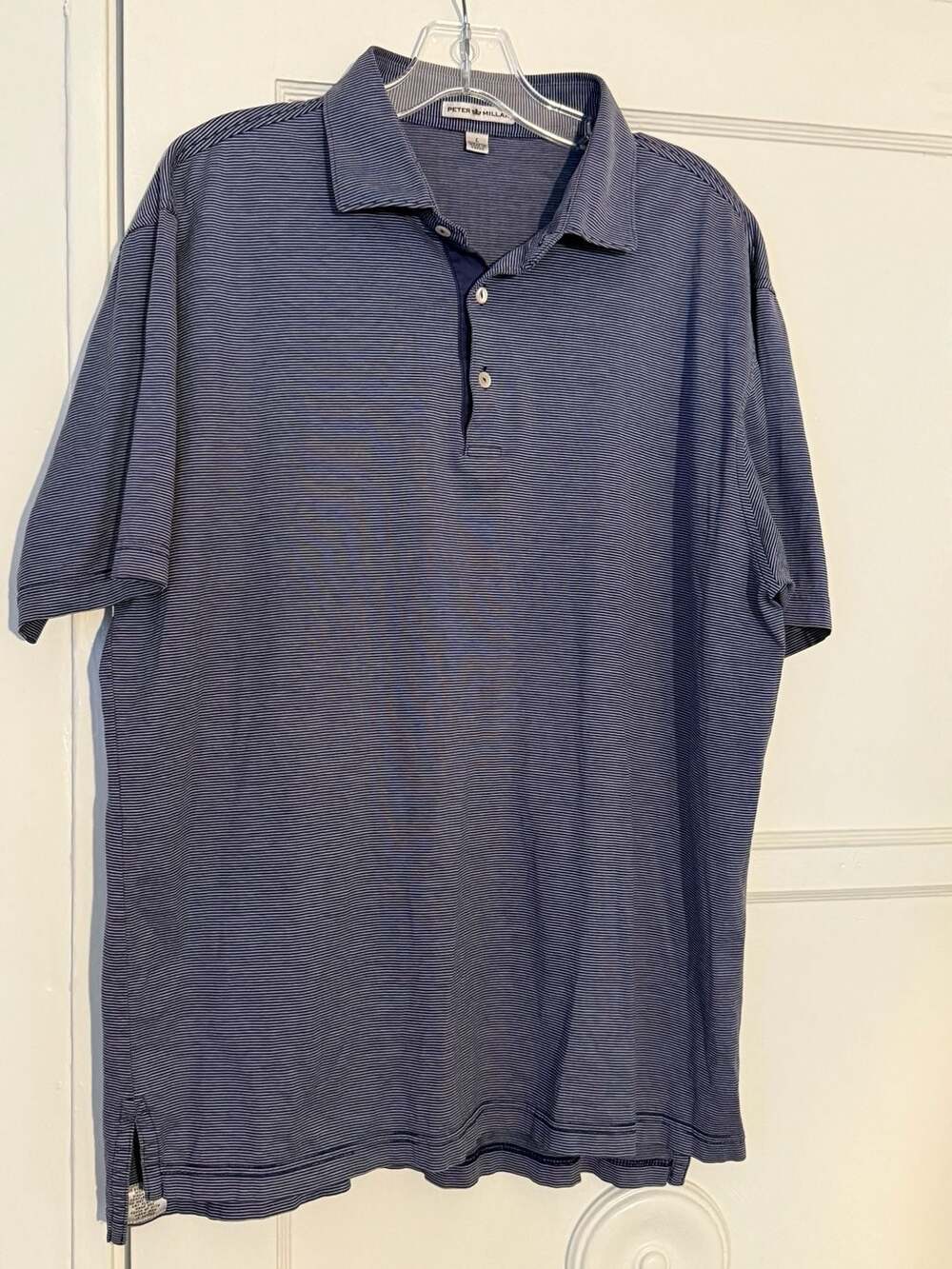 Peter Millar Striped 100% Cotton Short Sleeve Polo Shirt Size L